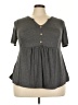 Shein Curve Gray Short Sleeve Henley Size 3X - photo 1