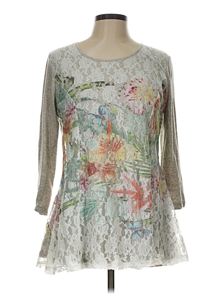 Pre-owned Parsley & Sage 3/4 Sleeve Top Silver Boatneck Tops