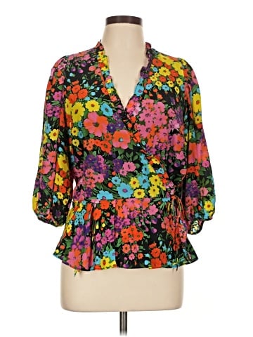 Les Rêveries 3/4 Sleeve Silk Top (view 1)