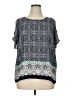 Tacera 100% Polyester Blue Short Sleeve Blouse Size XL - photo 1