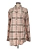 Caslon Plaid Tan Long Sleeve Button-Down Shirt Size M - photo 1