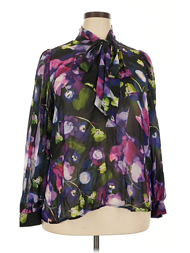 Pre-owned Eloquii Long Sleeve Blouse In Purple