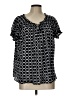 Faded Glory 100% Polyester Black Short Sleeve Blouse Size L - photo 1