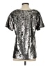 Vanessa Virginia 100% Polyester Metallic Silver Short Sleeve Blouse Size S - photo 2