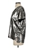 Vanessa Virginia 100% Polyester Metallic Silver Short Sleeve Blouse Size S - photo 5
