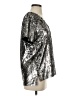 Vanessa Virginia 100% Polyester Metallic Silver Short Sleeve Blouse Size S - photo 4