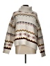 Evereve Chevron-herringbone Ivory Turtleneck Sweater Size L - photo 1
