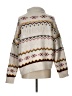 Evereve Chevron-herringbone Ivory Turtleneck Sweater Size L - photo 2