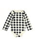 Hb 100% Cotton Checkered-gingham Ivory Long Sleeve Onesie 18-24 MO / 24 MO - photo 1