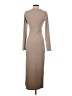 VICI Solid Tan Casual Dress Size S - photo 2