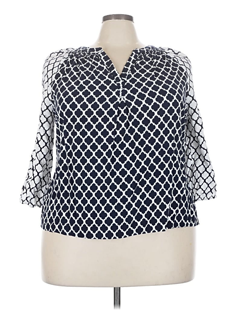 Pre-owned Crown & Ivy 3/4 Sleeve T-shirt In Blue