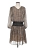 Vanessa Virginia 100% Polyester Print Tan Casual Dress Size S - photo 1