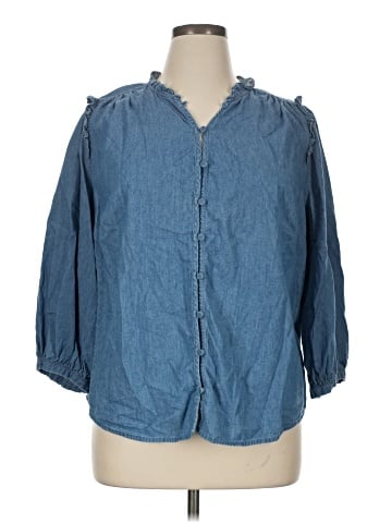 LC Lauren Conrad 3/4 Sleeve Button-Down Shirt (view 1)