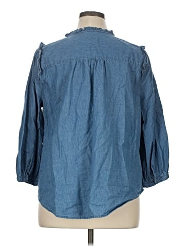 LC Lauren Conrad 3/4 Sleeve Button-Down Shirt (view 2)