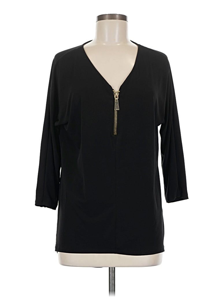 Pre-owned Premise Studio 3/4 Sleeve Top Black Plunge Neckline Tops