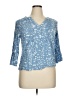 Monday Fun 100% Rayon Blue 3/4 Sleeve Blouse Size XL - photo 1