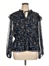 Calligraphie 100% Polyester Blue Long Sleeve Blouse Size XL - photo 1