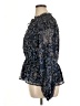 Calligraphie 100% Polyester Blue Long Sleeve Blouse Size XL - photo 5