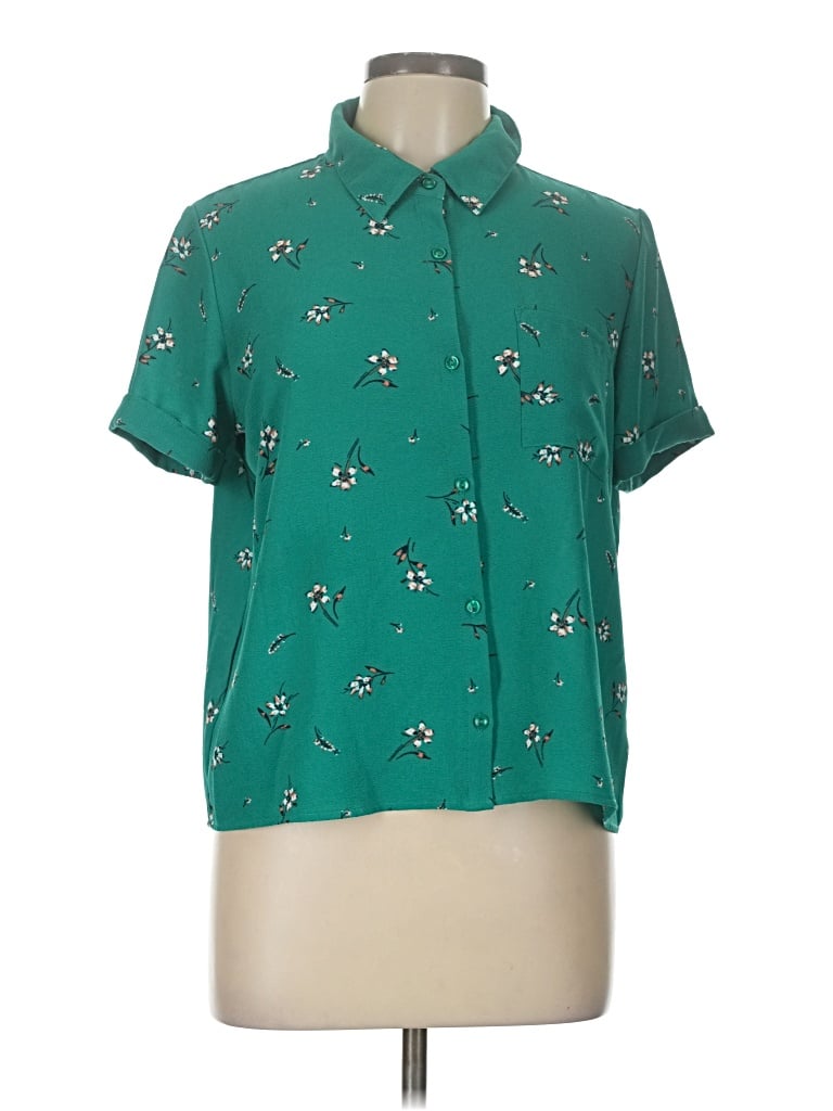 Pre-owned Pink Rose Short Sleeve Blouse In Blue