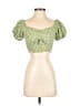 Contempo 100% Rayon Green Short Sleeve Blouse Size S - photo 1
