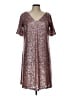 Ann Taylor 100% Polyester Metallic Silver Cocktail Dress Size 10 - photo 1