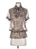 Etcetera 100% Silk Silver Short Sleeve Silk Top Size 4 - photo 1