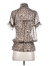 Etcetera 100% Silk Silver Short Sleeve Silk Top Size 4 - photo 2
