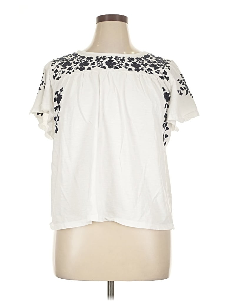 Pre-owned Keep In Touch Short Sleeve Blouse In White