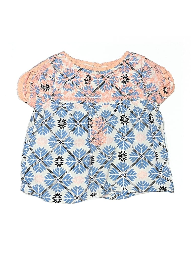 Pre-owned Roller Rabbit Babies' Short Sleeve Top Blue Keyhole Neckline Tops