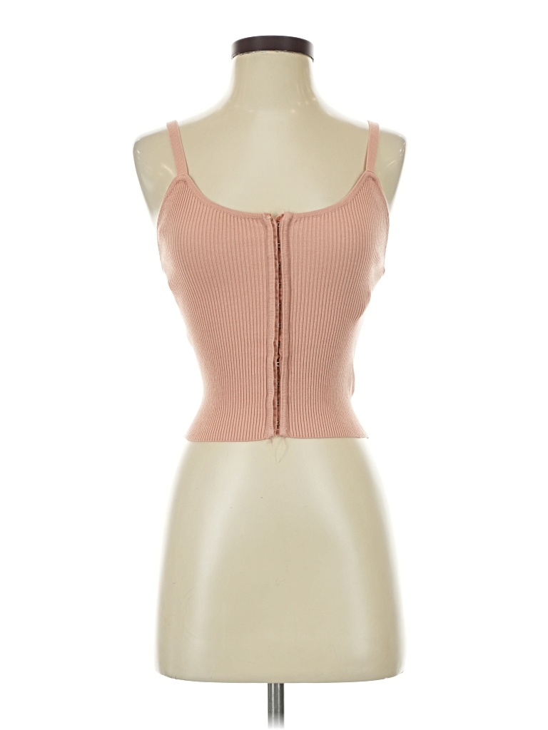 Pre-owned Active Usa Tank Top Tan Strapless Neckline Tops In Brown