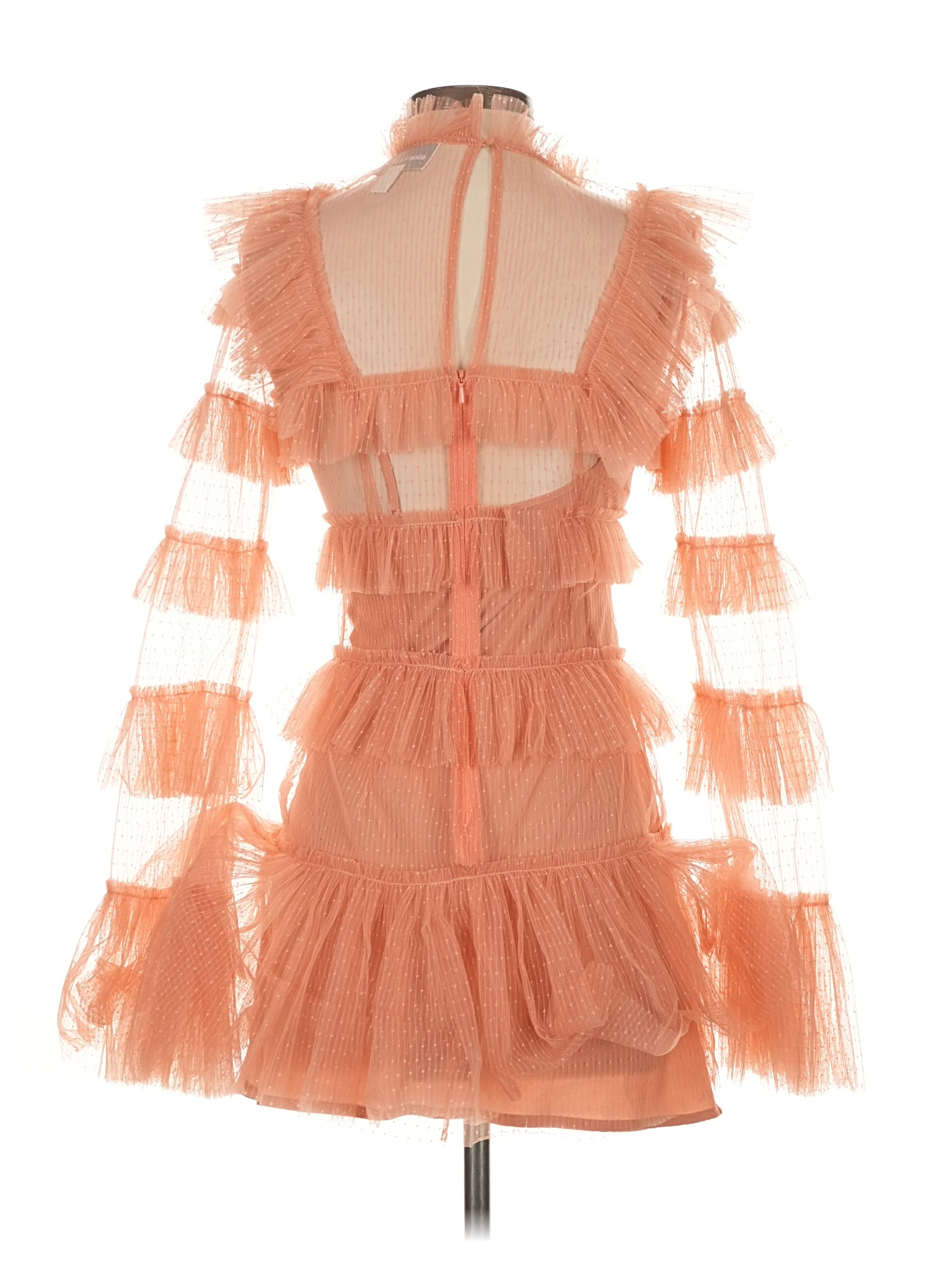 chinese dress ladies Sudi Etuz Mirror Embellished Mini Tulle and Lace Dress