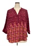 Torrid 100% Polyester Floral Burgundy 3/4 Sleeve Blouse Size 2X Plus (2) - photo 1