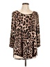 JM Collection Animal Print Brown 3/4 Sleeve Blouse Size L - photo 1