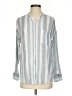 Splendid Stripes Silver Blue Long Sleeve Button-Down Shirt Size S - photo 1