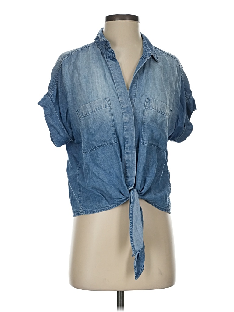 Pre-owned Bella Dahl Short Sleeve Blouse In Blue