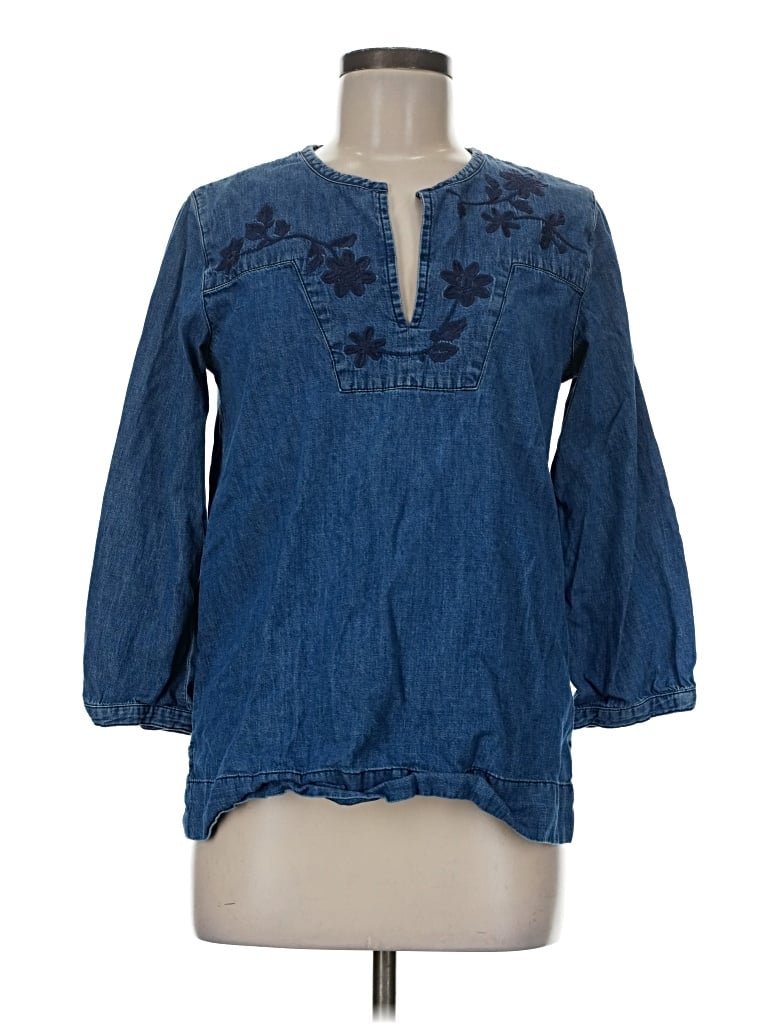 Pre-owned Gap 3/4 Sleeve Blouse In Blue