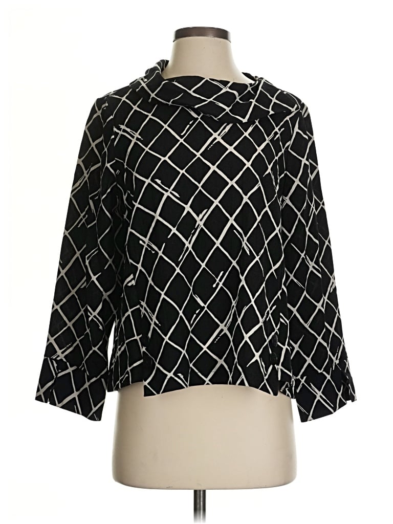Pre-owned Habitat 3/4 Sleeve Blouse In Black