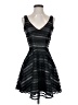 Aqua 100% Polyester Stripes Black Cocktail Dress Size XS - photo 1