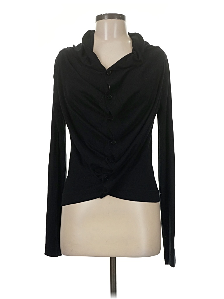 Pre-owned Bcbgmaxazria Silk Cardigan Sweater In Black