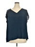 DR2 100% Polyester Blue Short Sleeve Blouse Size 3X - photo 1