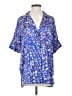 Open Edit 100% Polyester Animal Print Blue Short Sleeve Blouse Size XXS - photo 1