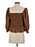Joy Joy 100% Polyester Brown 3/4 Sleeve Blouse Size S - photo 2