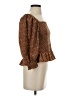 Joy Joy 100% Polyester Brown 3/4 Sleeve Blouse Size S - photo 4