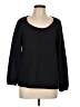 Ann Taylor LOFT 100% Polyester Black Blue Long Sleeve Blouse Size L - photo 1