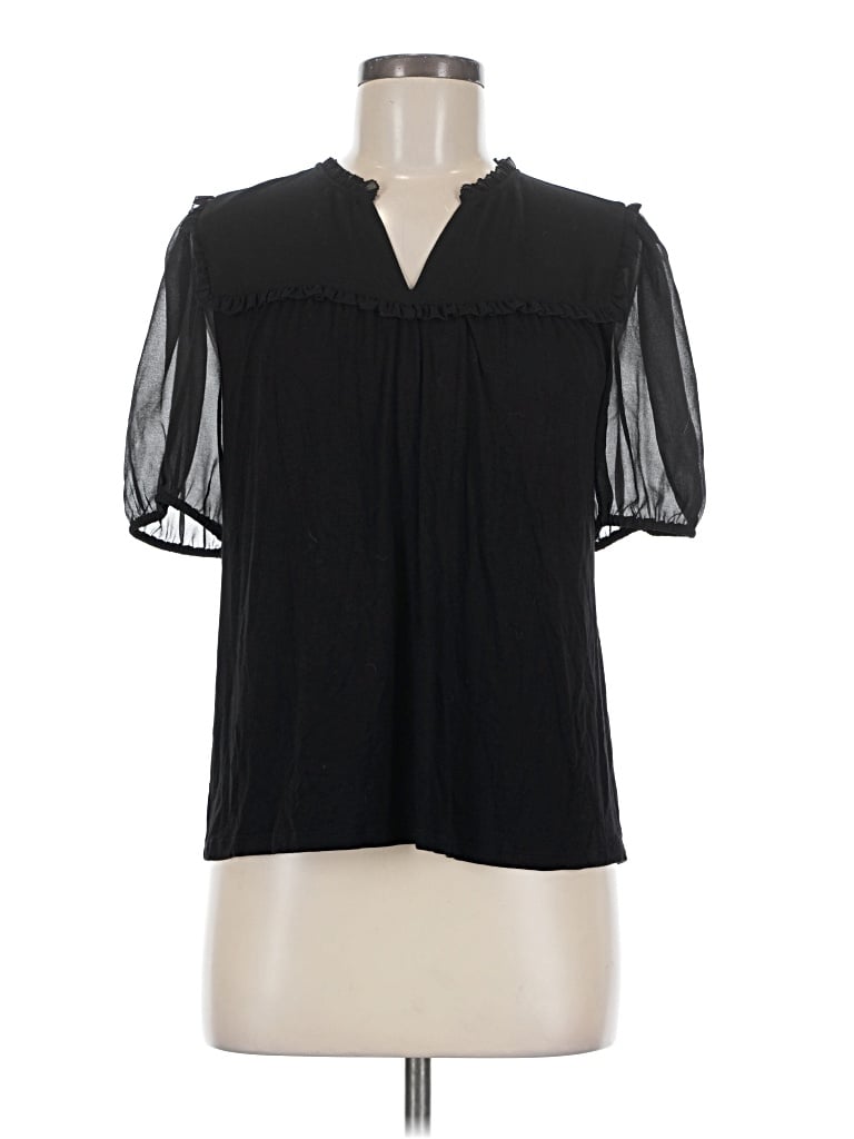 Pre-owned Les Serein Short Sleeve Blouse In Black