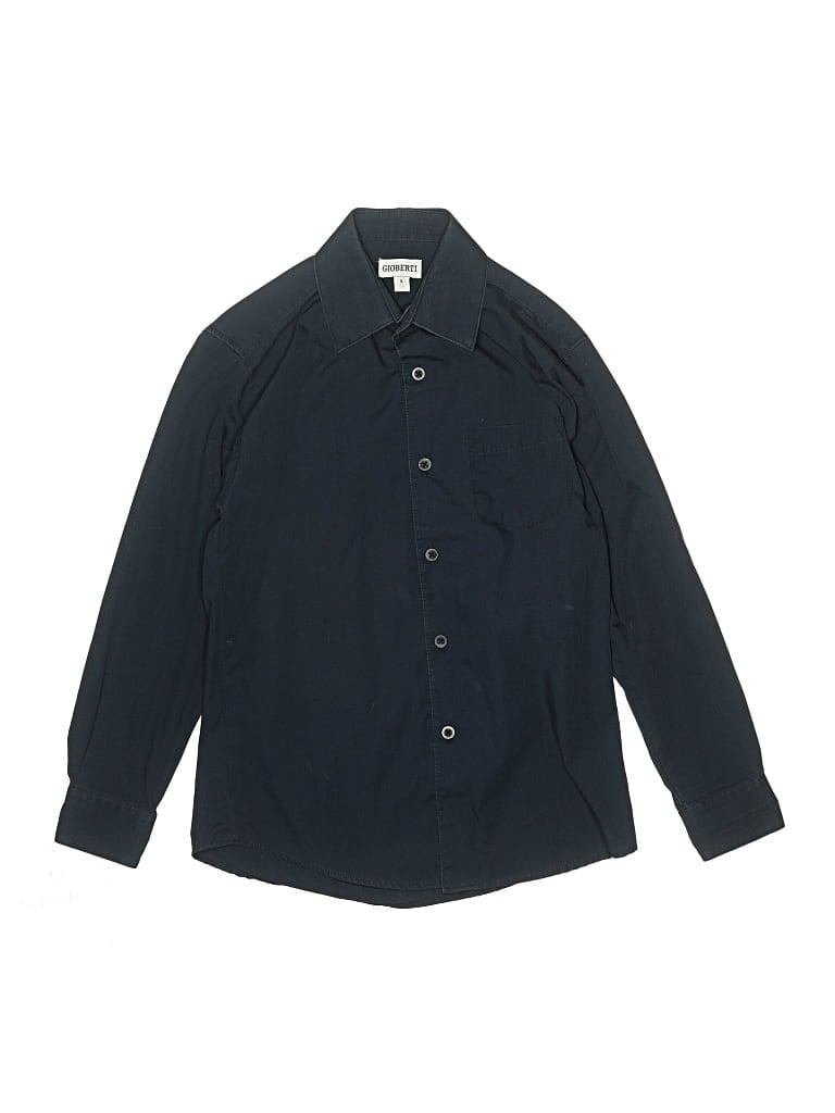 Pre-owned Gioberti Kids' Long Sleeve Button Down Shirt In Black