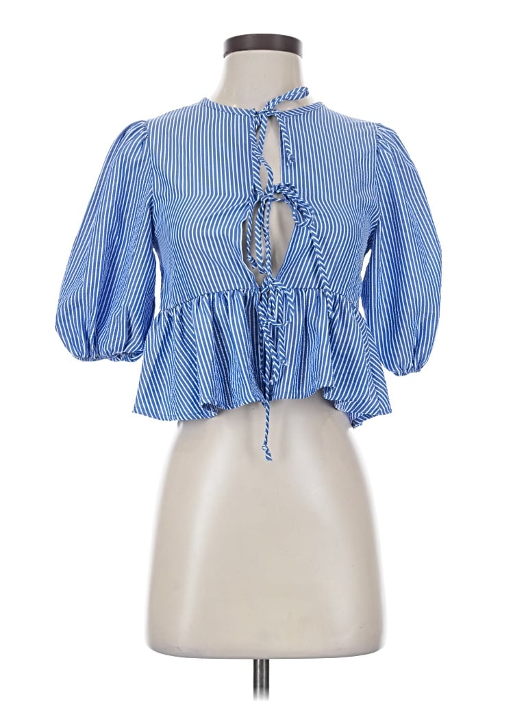 Pre-owned See You Monday 3/4 Sleeve Blouse In Blue