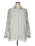 Max Studio Stripes Silver Long Sleeve Button-Down Shirt Size XL - photo 1