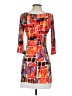 Papillon Blanc Graphic Orange Casual Dress Size XS - photo 2