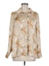 Assorted Brands 100% Polyester Floral Tan Long Sleeve Blouse Size M - photo 1